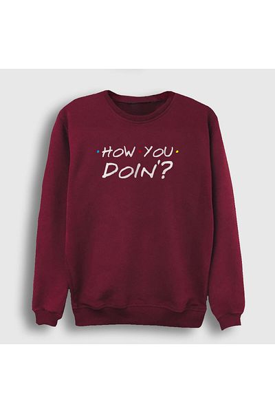 Presmono Φούτερ Unisex Claret Red How You Doin Friends 190067 ττ