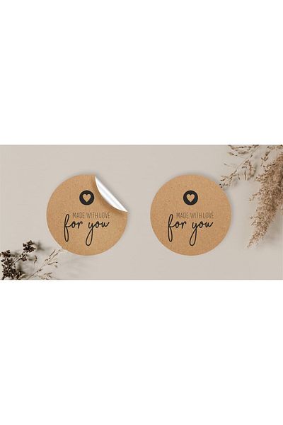 anka design 48 Pieces of Kraft Stickers - Packaging & Shipping Labels (4X4Cm) - Made with Love for You