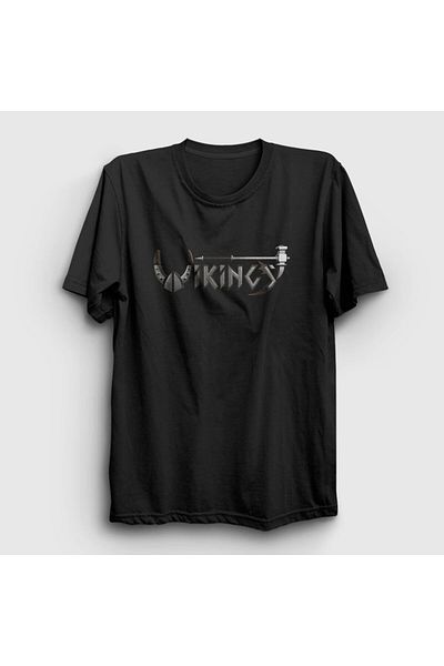 Presmono Унисекс тениска с черна каска и викинги 221653tt