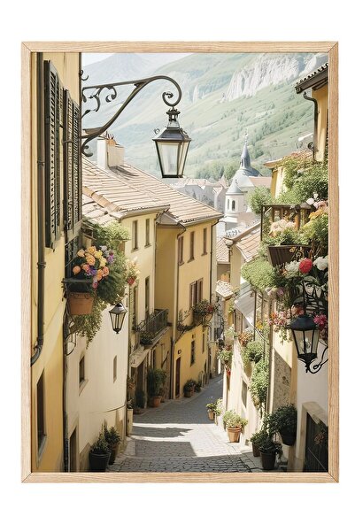 Postifull Pictură înrămată cu scări către oceanul, cadru din lemn și poster, ...