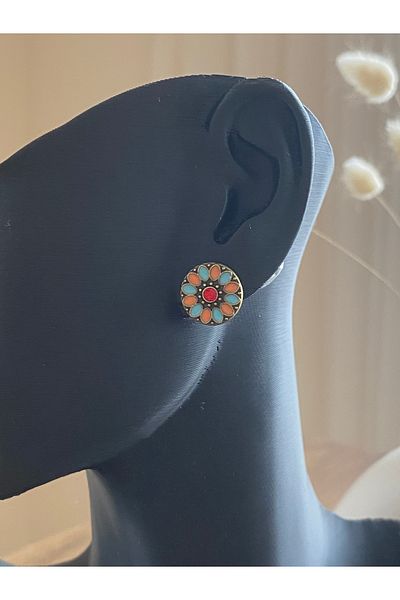 Store بوهو نمط خمر أقراط نسائية ملونة صغيرة الحجم
