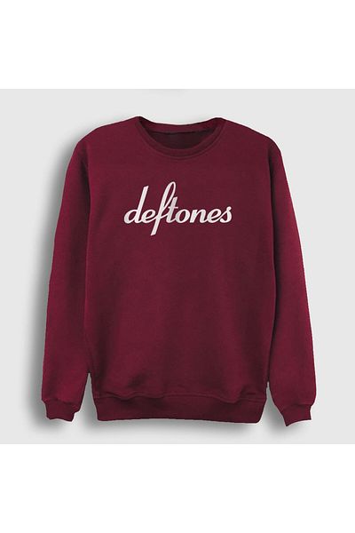 Presmono Унисекс суитшърт с лого Deftones в червено кларет 139128tt