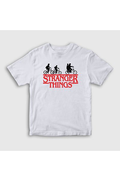 Presmono Tricou unisex pentru copii, alb, biciclete Stranger Things217729tt