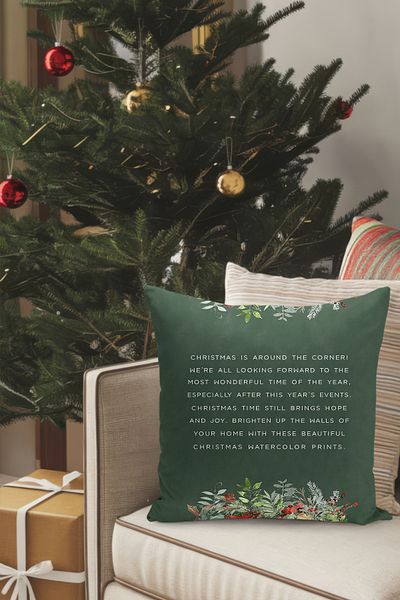 Filamente Christmas Themed Throw Pillow Cover / Christmas - Christmas Cushion Cover (Double-Sided Printed - Hidden Zipper)