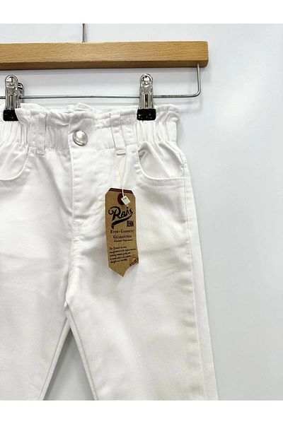 rois kids Baby Girl Elastic Waist White Trousers