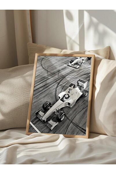 Postifull Race Car Framed Painting, Wooden Frame and Poster, Vertical Wall Painting Comfort Series No:108393