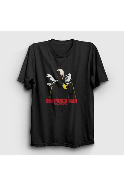Presmono Μπλουζάκι Unisex Μαύρο Saitama Anime One Punch Man 240711 ττ