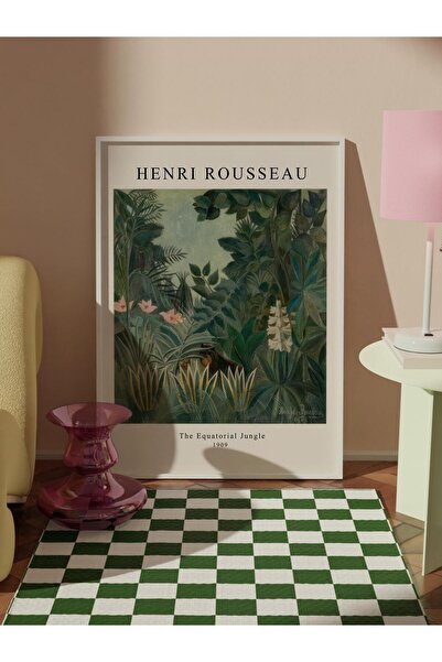 Postifull Rousseau - Pictură înrămată cu junglă ecuatorială, pictură verticală pe perete Seria Comfort NR:108498