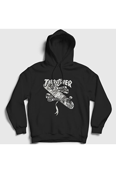 Presmono Unisex crna majica Love Affair Thrasher Sa kapuljačom 279907tt