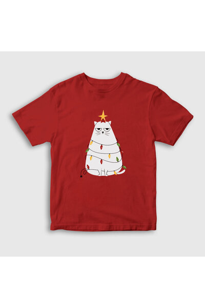 Presmono Unisex dečji crveni mrzovoljni mačka Nova godina T-shirt 269819tt