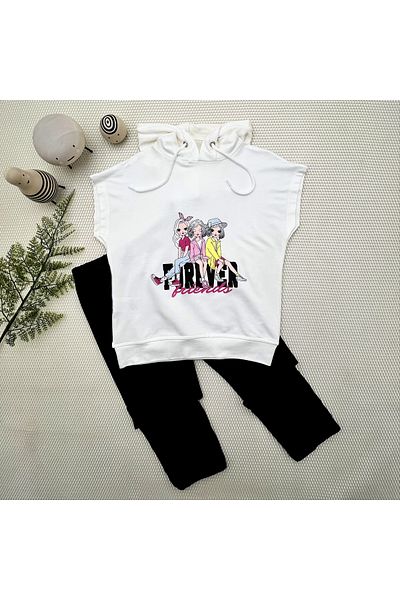 Skygo 3-4-5 Years Old Forever Cute Girls Printed Hooded Set of 2 Girls