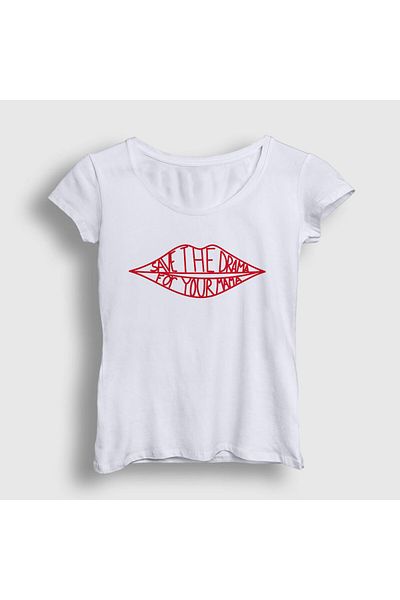 Presmono Γυναικείο λευκό μπλουζάκι Save The Drama For Your Mama 267768 ττ