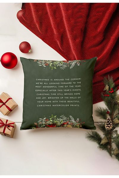 Filamente Christmas Themed Throw Pillow Cover / Christmas - Christmas Cushion Cover (Double-Sided Printed - Hidden Zipper)