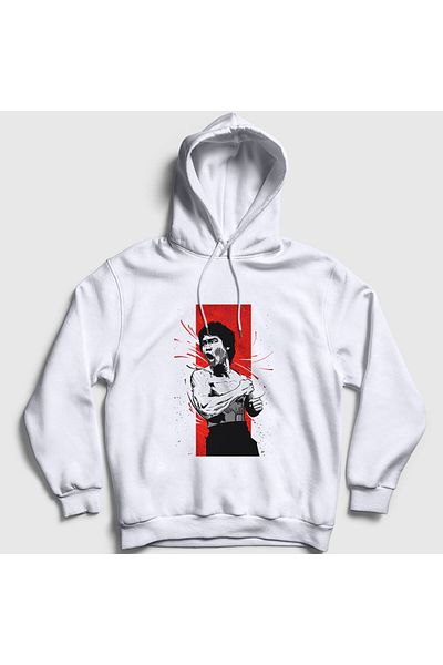 Presmono Unisex Λευκό Kiai Bruce Lee φούτερ με κουκούλα 257077 ττ