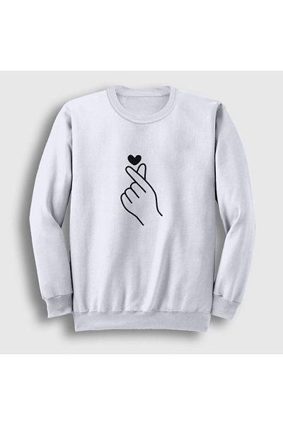 Presmono Φούτερ Unisex White Finger Heart Bts 266472 ττ