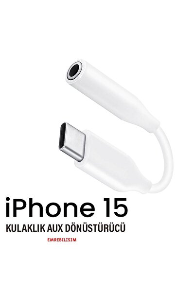 emrebilisim iphone 15 pro max Uyumlu Type-C Kablolu Kulaklık Çevirici Type-C To Jack Aux Çevirici