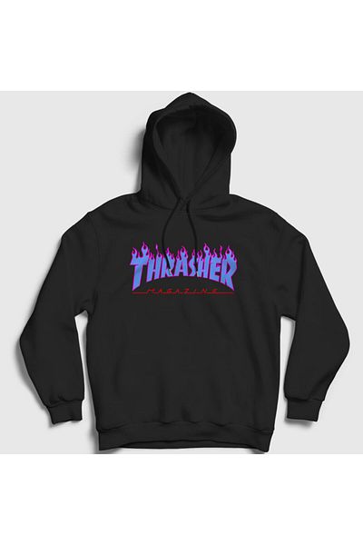 Presmono Унисекс суитшърт с качулка и черно лого V2 Thrasher 278503tt