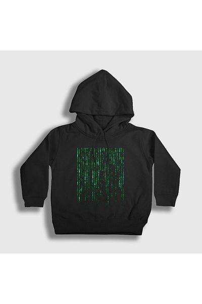 Presmono Детски унисекс суитшърт с качулка Matrix Code, черен - 253508tt