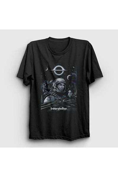 Presmono Unisex Μαύρο κάλυμμα φιλμ Interstellar T-shirt 245681 ττ