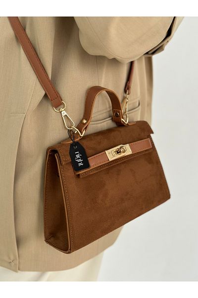 Night Geantă de mână și de umăr pentru femei Natalie Model Suede Tan