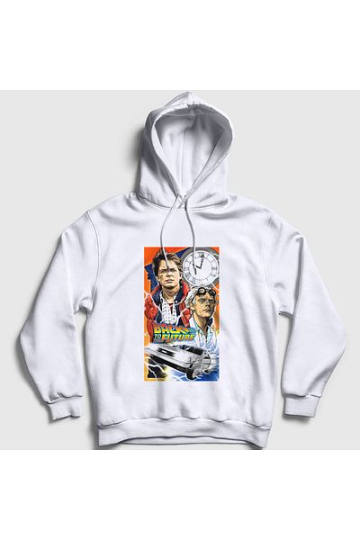 Presmono Unisex White Team Ταινία Επιστροφή στο Μέλλον Φούτερ με κουκούλα 243551 ττ