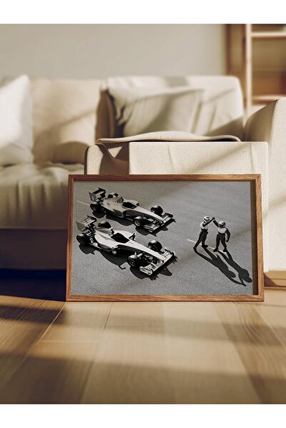 Postifull Race Winning Framed Painting, White Frame and Poster, Horizontal Wall Painting Comfort Series No:108392