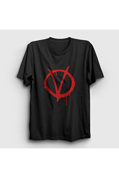 Presmono Unisex Black Logo Movie V For Vendetta T-shirt255570tt