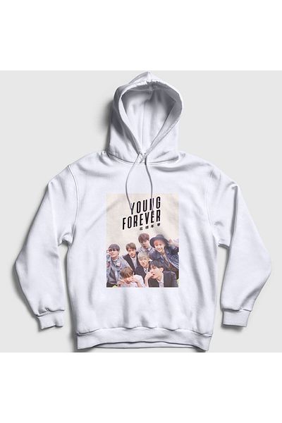 Presmono Φούτερ Unisex White Young Forever K-pop Monsta X με κουκούλα 275341 ττ