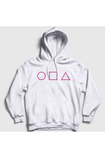 Presmono Φούτερ με κουκούλα Unisex Λευκό Μωβ Σύμβολα Squid Game 261309 ττ