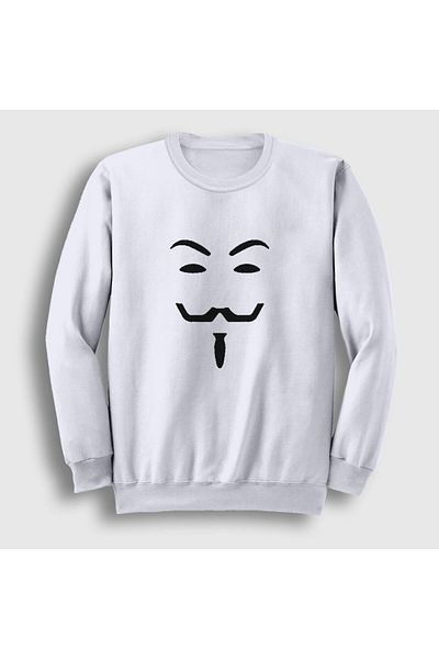 Presmono Unisex Λευκή Μάσκα Ταινίας V For Vendetta Φούτερ 256079 ττ