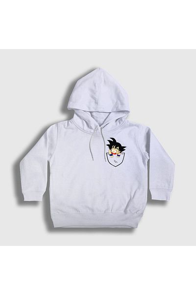 Presmono Unisex Παιδική λευκή τσέπη Goku Anime Dragon Ball με κουκούλα φούτερ 236762 ττ