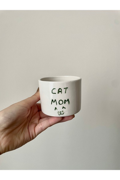 Nouis Handmade Cat Mom Written Ceramic Mug