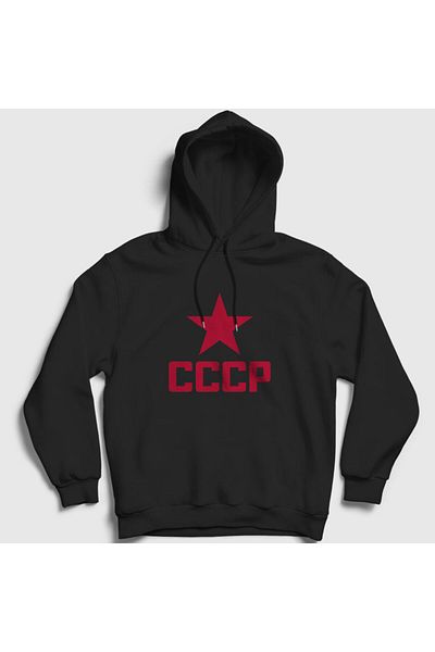 Presmono Унисекс черно-червен суитшърт с качулка Cccp Съветски съюз 267517tt