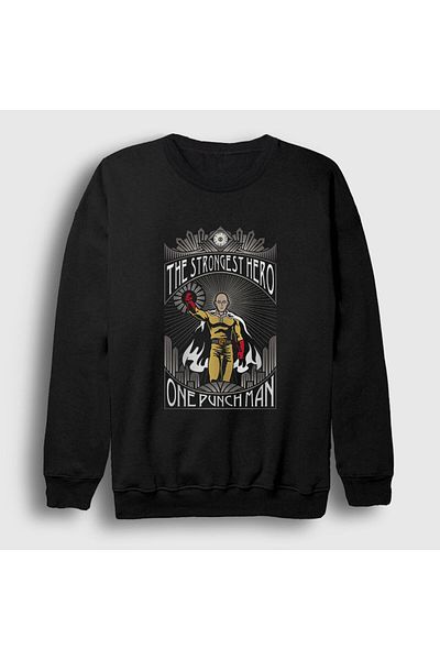 Presmono Unisex Μαύρο φούτερ με το πιο δυνατό Anime One Punch Man 240841 ττ