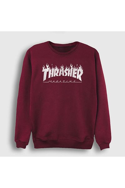 Presmono Унисекс суитшърт Thrasher с лого V6 в червено и червено 279717tt