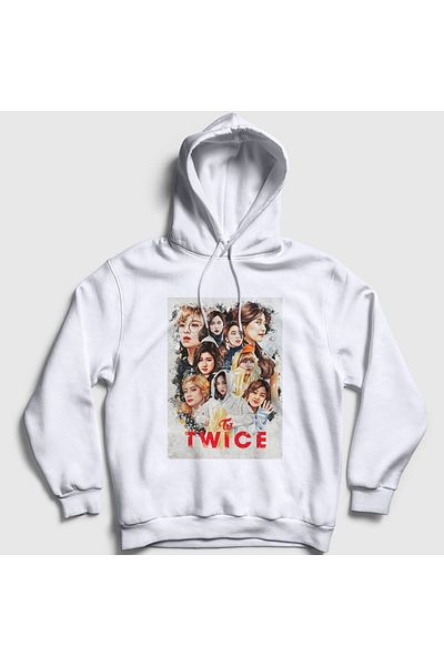 Presmono Unisex Λευκή αφίσα V2 K-pop Twice Hooded φούτερ 281467 ττ