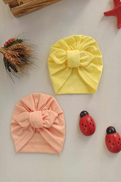 diamondstar Düz Renk Fiyonklu Bebek Bonesi Set