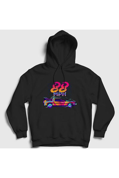 Presmono Unisex Μαύρο φούτερ με κουκούλα 88 Mph Ταινία Επιστροφή στο Μέλλον 242890 ττ