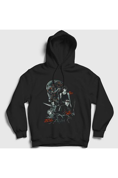 Presmono Unisex Μαύρη αφίσα Ταινία The Terminator Hooded φούτερ 254747 ττ