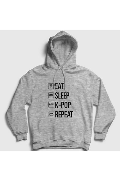 Presmono Φούτερ με κουκούλα Unisex Eat Sleep Repeat K-pop 273287 ττ