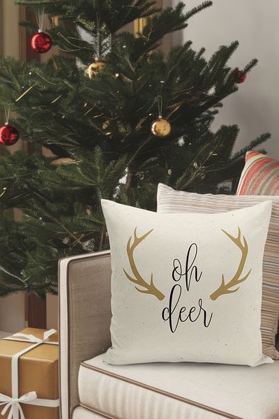 Filamente Christmas Themed Throw Pillow Cover / Christmas - Christmas Cushion Cover (Double-Sided Printed - Hidden Zipper)