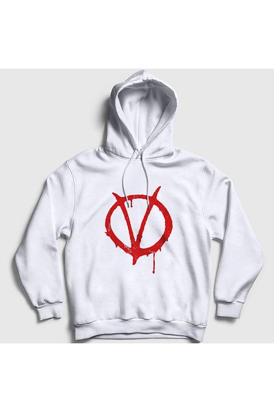 Presmono Φούτερ με κουκούλα Unisex White Logo Movie V For Vendetta 255679 ττ