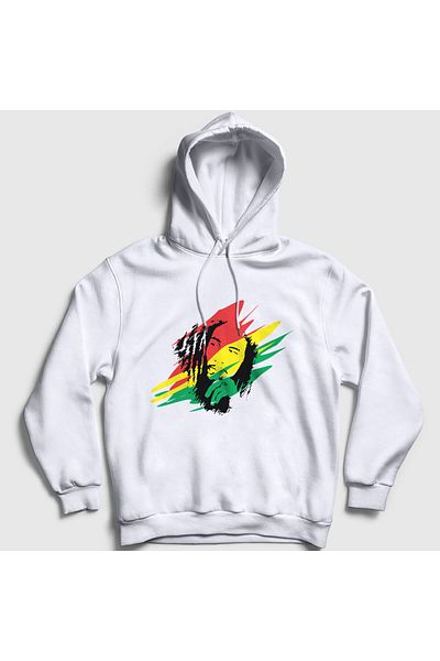 Presmono Φούτερ Unisex White Think Bob Marley με κουκούλα 265948 ττ