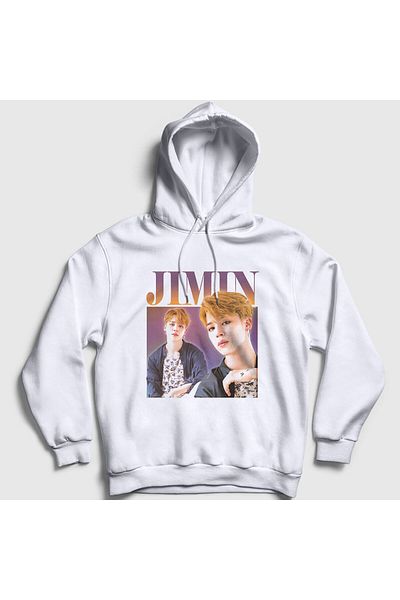 Presmono Unisex Λευκή αφίσα K Pop Jimin Bts Φούτερ με κουκούλα 272333 ττ
