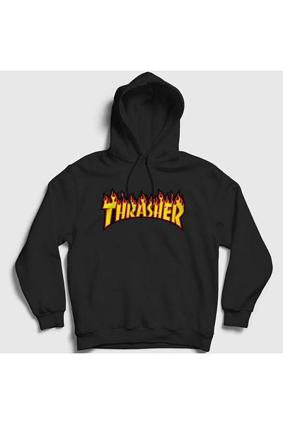 Presmono Унисекс суитшърт с качулка и черно лого V1 Thrasher 278317tt