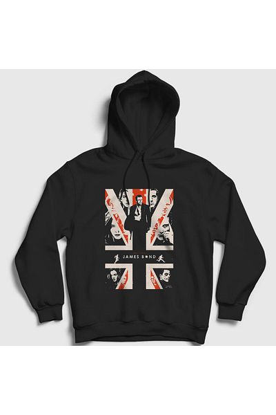 Presmono Unisex Μαύρο φούτερ με κουκούλα ταινίας Daniel Craig James Bond 257649 ττ