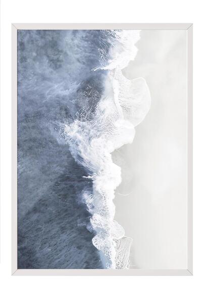 Postifull Wave Crush Çerçeveli Tablo, Beyaz Çerçeve ve Poster, Dikey Duvar Ta...