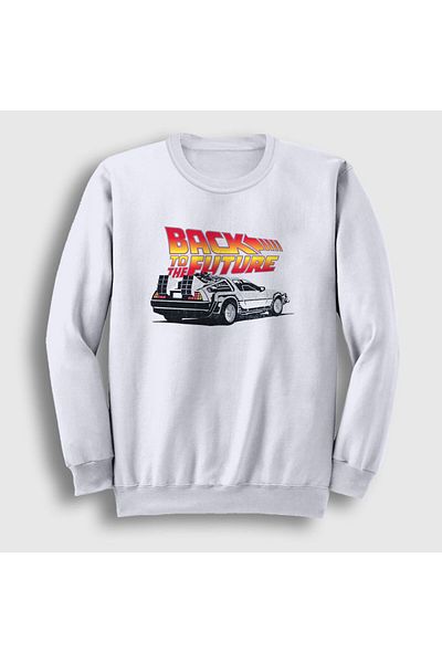 Presmono Unisex White Delorean Ταινία Επιστροφή στο Μέλλον Φούτερ 243103 ττ