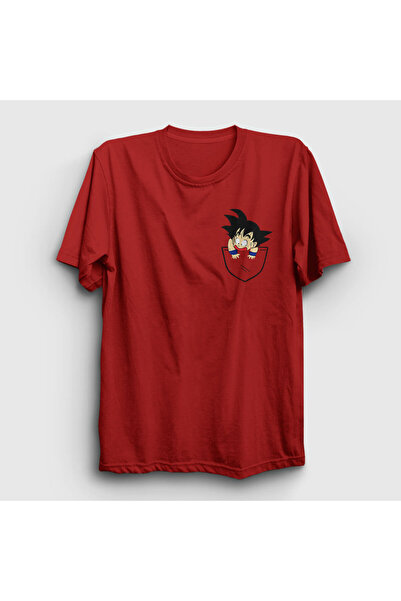 Presmono Unisex crveni džepni Goku anime Dragon Ball T-shirt 236590tt
