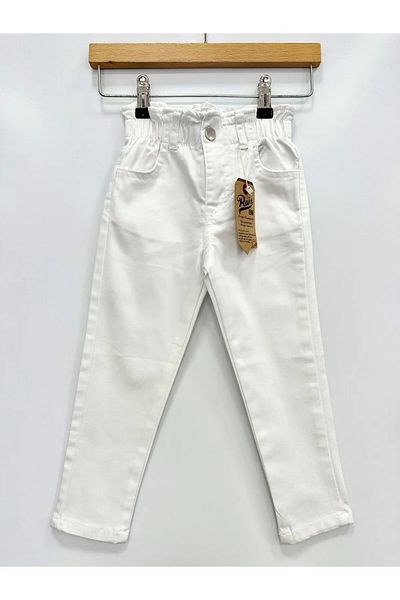 rois kids Baby Girl Elastic Waist White Trousers